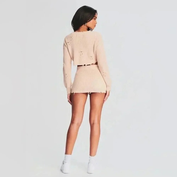 SER.O.YA Retrofête Alora Ribbed Knit Mini Skirt Cappuccino XS NWT - Picture 4 of 11
